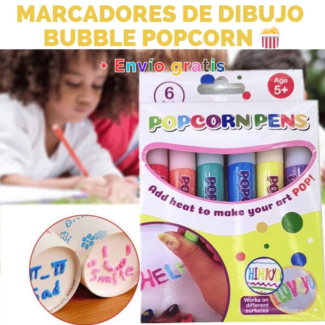 🌈MARCADORES DE DIBUJO BUBBLE POPCORN 🍿+ ENVÍO GRATIS