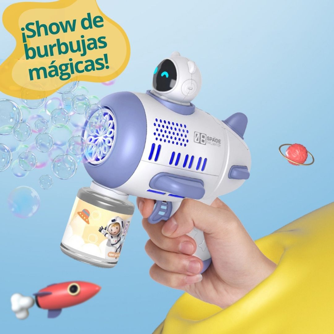 🚀NAVE ESPACIAL LANZA BURBUJAS CON LUZ LED + ENVÍO GRATIS🎁