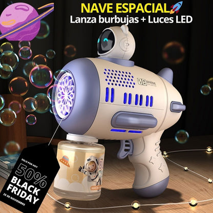 🚀NAVE ESPACIAL LANZA BURBUJAS CON LUZ LED + ENVÍO GRATIS🎁