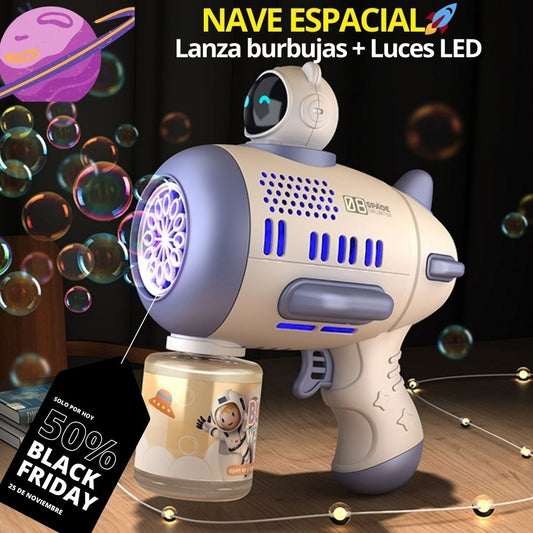 🚀NAVE ESPACIAL LANZA BURBUJAS CON LUZ LED + ENVÍO GRATIS🎁