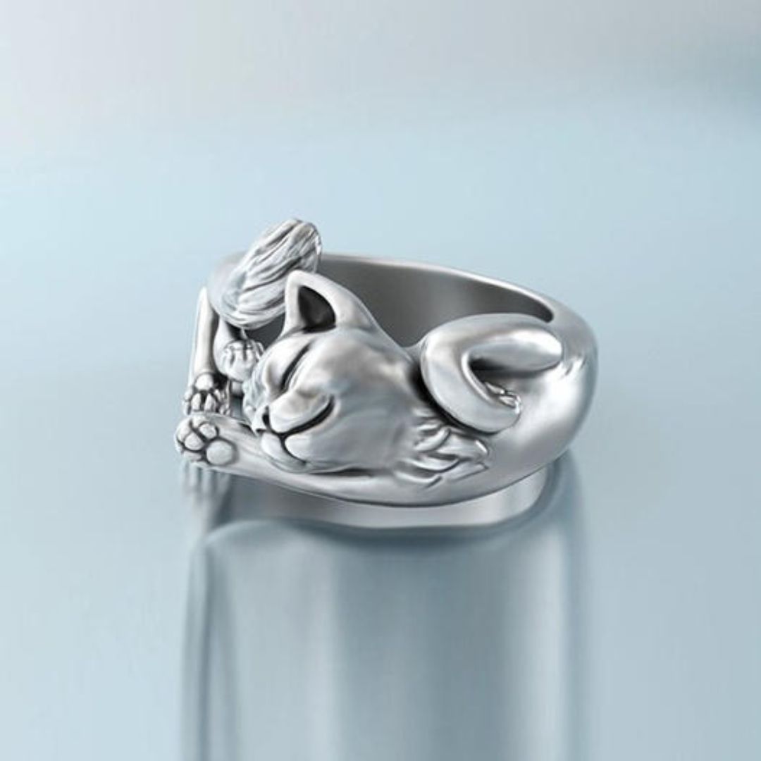 😺Anillo de Gato Durmiente (Ajustable)🥈🔥PAGA 1 LLEVA 2🔥¡ÚLTIMAS UNIDADES!🔥