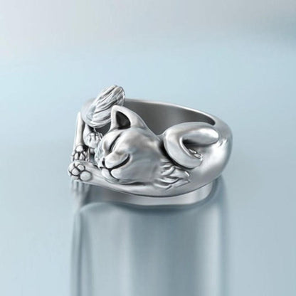 😺Anillo de Gato Durmiente (Ajustable)🥈🔥PAGA 1 LLEVA 2🔥¡ÚLTIMAS UNIDADES!🔥