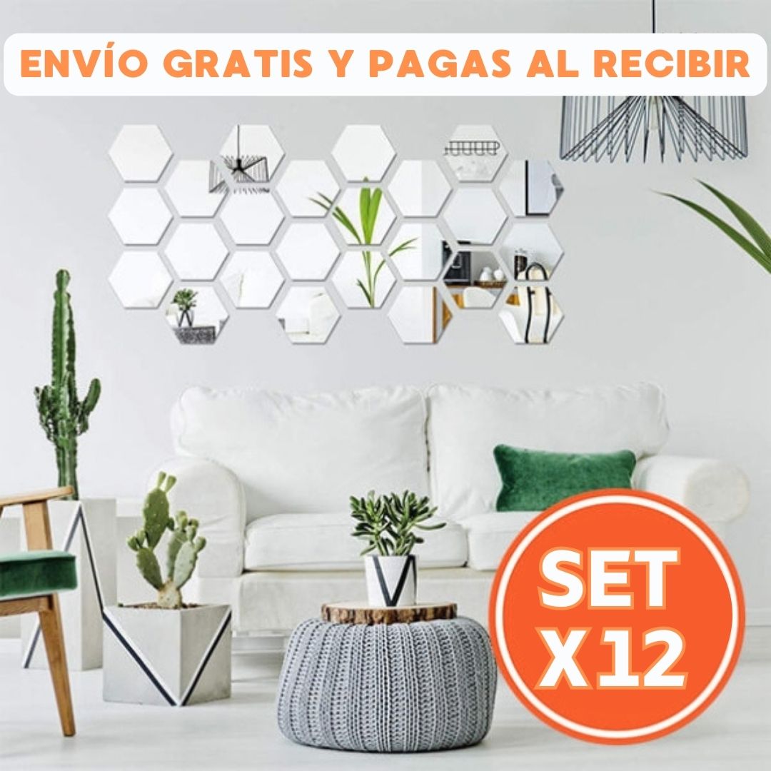 KIT DE 6 ESPEJOS HEXAGONALES + ENVÍO GRATIS🎁