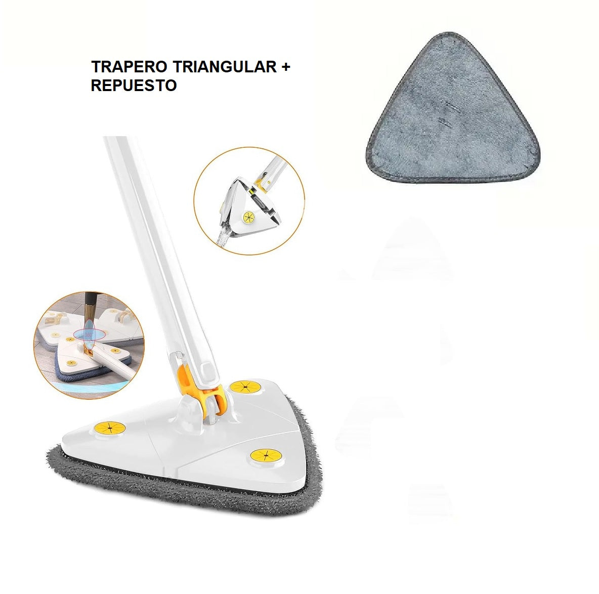 Trapero triangular + 2 repuestos de mopa