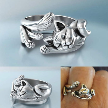 😺Anillo de Gato Durmiente (Ajustable)🥈🔥PAGA 1 LLEVA 2🔥¡ÚLTIMAS UNIDADES!🔥