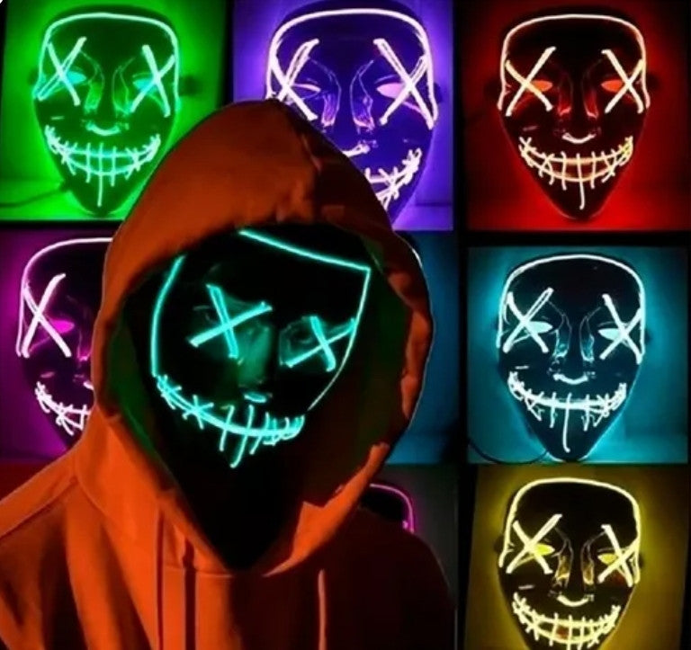 🪓MÁSCARA LUZ NEÓN LED🎃 LA PURGA 💀